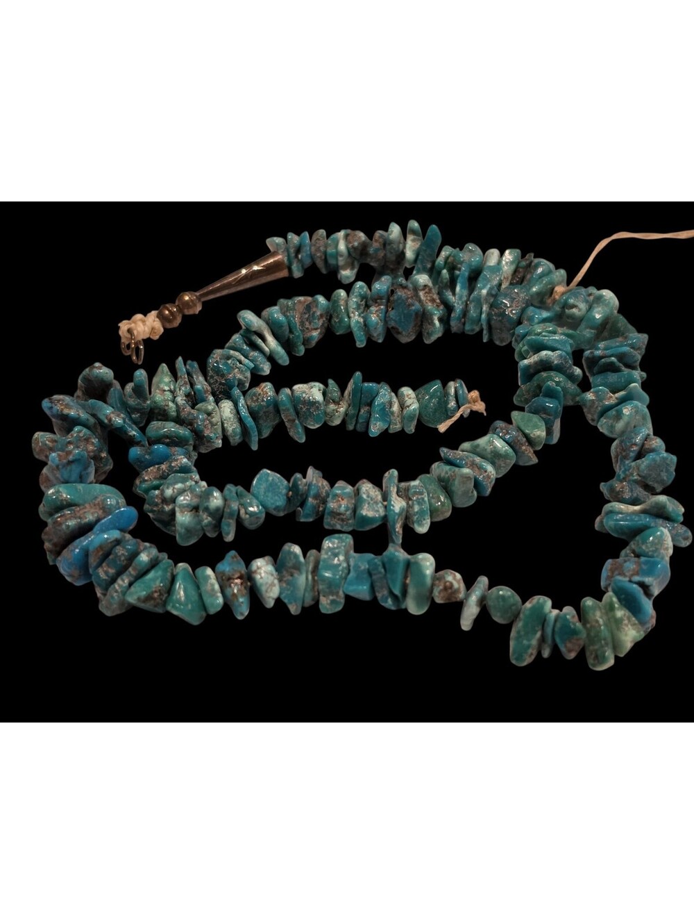 Vtg Southwest Unfinished Turquoise Nugget Necklace Strand Cones 62g